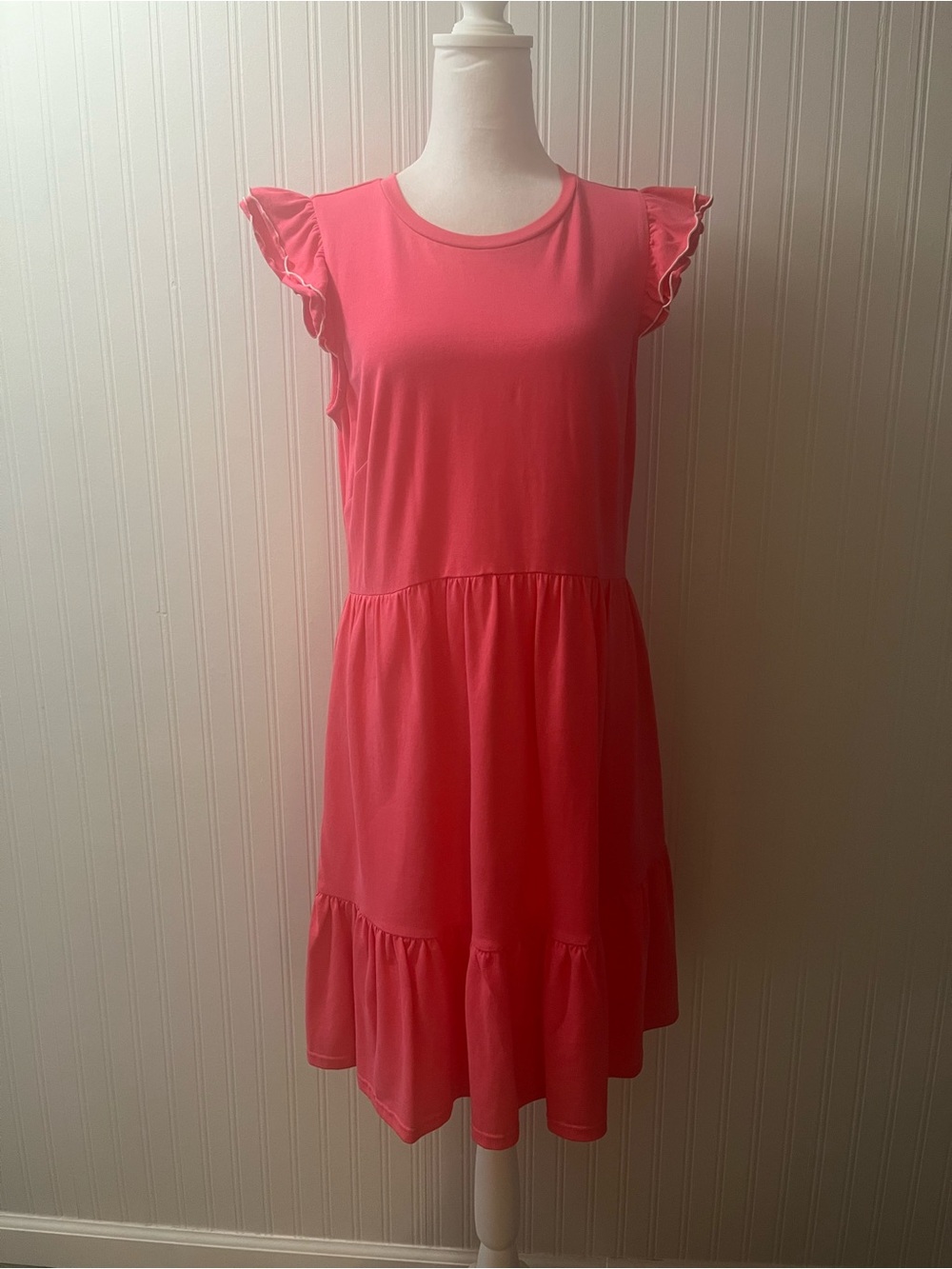 kate spade Coral Pink Ruffle Sleeve Midi Dress